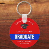 Red Blue Abschluss Herzlichen Glückwunsch Foto Sch Schlüsselanhänger (Vorderseite)