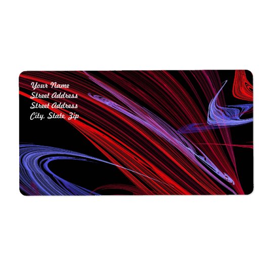 Red Blue Abstrakt Fraktal Shipping Label (Vorne)