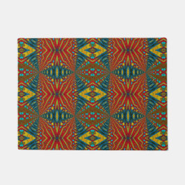 Red Blue Abstrakt Print Hippie Boho Einziges Triba Fußmatte