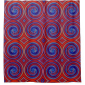 Red Blue Abstrakt Swirt Muster Duschvorhang (Vorderseite)