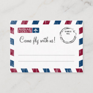 Red Blue Airmail Escort / Sitzkarte Hochzeit Platzkarte