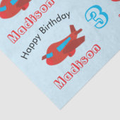 Red & Blue Airplane Muster Geburtsname & Alter Seidenpapier (Ausschnitt)