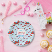 Red Blue Airplane Muster Kinder Jungs Mädchen Gebu Pappteller (Party)