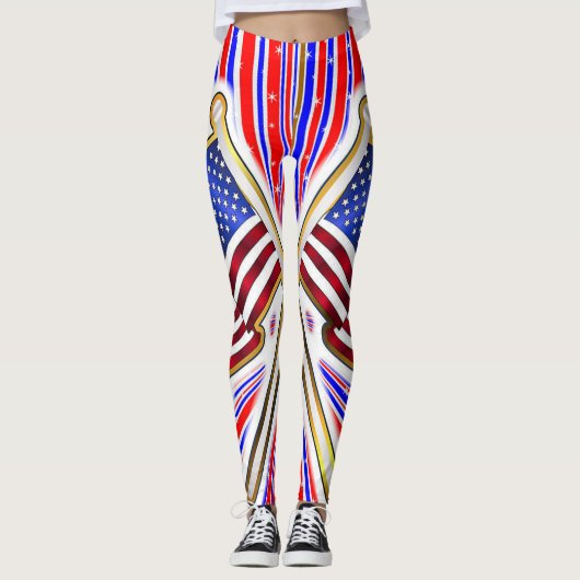 Red Blue American Flag Leggings (Vorderseite)