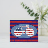 Red&blue American Stripes Biken Postkarte (Stehend Vorderseite)