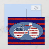 Red&blue American Stripes Biken Postkarte (Vorne/Hinten)