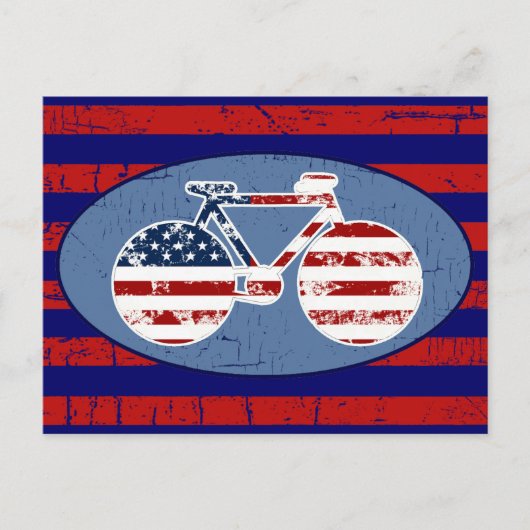Red&blue American Stripes Biken Postkarte (Vorderseite)