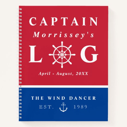 Red Blue Anchor Captain's Log Notizblock (Vorderseite)