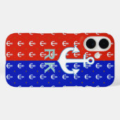 Red Blue Anchors and Initials Case-Mate iPhone Hülle (Rückseite (Horizontal))