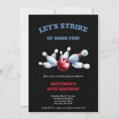 RED,BLUE AND BLACK BOWLING BIRTHDAY PARTY EINLADUNG (Vorderseite)