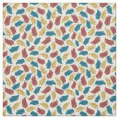 Red, Blue and Yellow Cartoon Feathers on Cream Stoff (Muster)