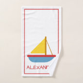 Red Blue and Yellow Toyota Sailboat Personalisiert Badhandtuch Set (Handtuch)