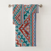 Red Blue Aquamarin Native Amerikanischen Ureinwohn Badhandtuch Set (Insitu)