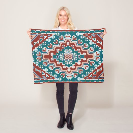 Red Blue Aquamarin Native Amerikanischen Ureinwohn Fleecedecke (Beispiel)