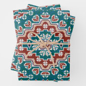 Red Blue Aquamarin Native Amerikanischen Ureinwohn Geschenkpapier Set (Beispiel)