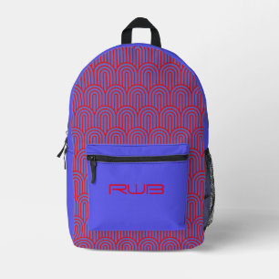 Red-Blue Arc Custom Monogram Bedruckter Rucksack