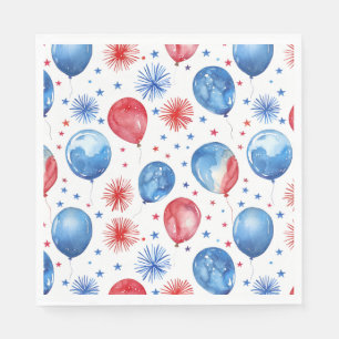 Red Blue Balloons 4. Juli Napkins Serviette