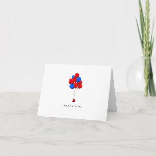 Red & Blue Balloons - Danke, Note Card Dankeskarte