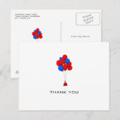 Red & Blue Balloons - Danke Post Card Postkarte (Vorne/Hinten)