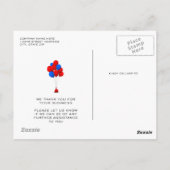 Red & Blue Balloons - Danke Post Card Postkarte (Rückseite)