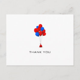 Red & Blue Balloons - Danke Post Card Postkarte