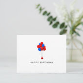 Red & Blue Balloons - Happy Birthday Post Card Postkarte (Stehend Vorderseite)