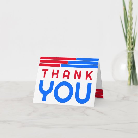 Red & Blue Bars Abschluss Vielen Dank Dankeskarte (Vorderseite)