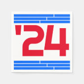 Red & Blue Bars Class of '24 Grad Party Serviette (Vorderseite)