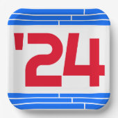 Red & Blue Bars Class of '24 Graduate Pappteller (Vorderseite)