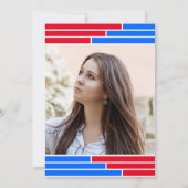 Red & Blue Bars Ein Foto Grad Party Einladung (Rückseite)