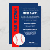 Red Blue Baseball Bar Mitzvah Einladung (Vorne/Hinten)