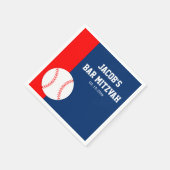 Red Blue Baseball Bar Mitzvah Personalisiert Serviette (Ecke)