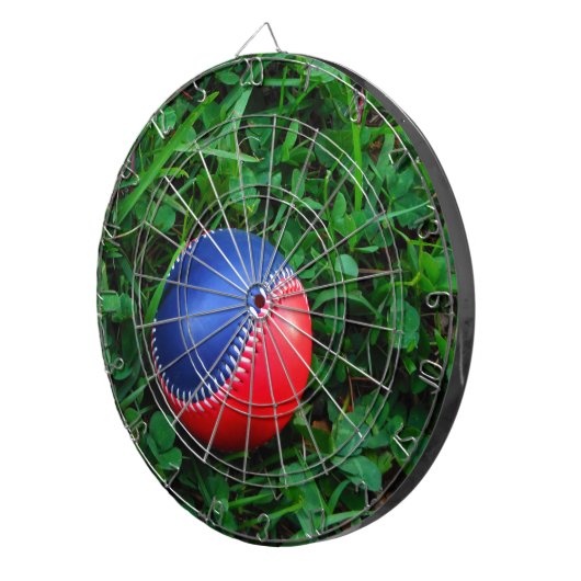 Red & Blue Baseball mit weißem Stitching Dartscheibe (Vorderseite rechts)