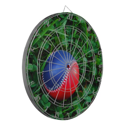 Red & Blue Baseball mit weißem Stitching Dartscheibe (Vorderseite Links)