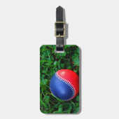 Red & Blue Baseball mit weißem Stitching Gepäckanhänger (Vorderseite vertikal)