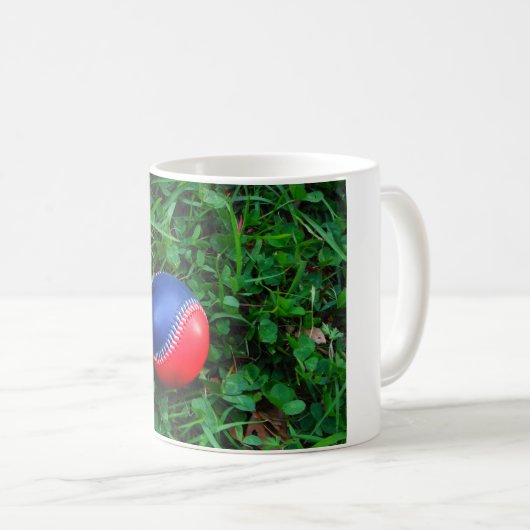Red & Blue Baseball mit weißem Stitching Kaffeetasse (VorderseiteRechts)