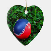 Red & Blue Baseball mit weißem Stitching Keramik Ornament (Rechts)