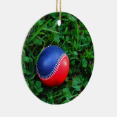 Red & Blue Baseball mit weißem Stitching Keramikornament (Rechts)