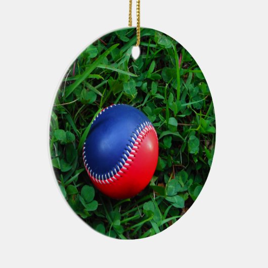 Red & Blue Baseball mit weißem Stitching Keramikornament (Rechts)