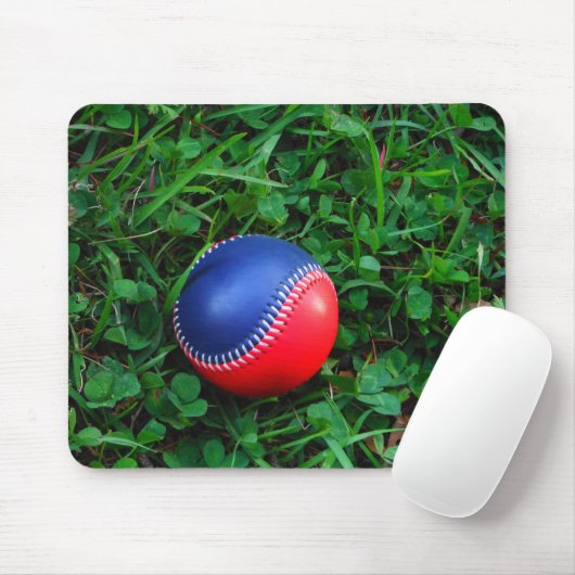 Red & Blue Baseball mit weißem Stitching Mousepad (Mit Mouse)