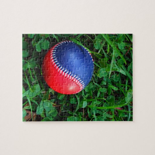 Red & Blue Baseball mit weißem Stitching Puzzle (Horizontal)