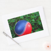 Red & Blue Baseball mit weißem Stitching Rechteckiger Aufkleber (Umschlag)