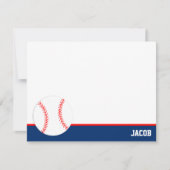 Red Blue Baseball Personalisiert Flat Mitteilungskarte (Vorderseite)