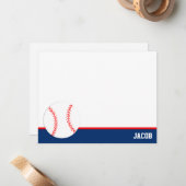 Red Blue Baseball Personalisiert Flat Mitteilungskarte (Vorderseite/Rückseite Beispiel)