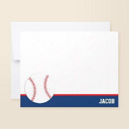 Red Blue Baseball Personalisiert Flat Mitteilungskarte