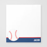 Red Blue Baseball Personalisiert Notizblock<br><div class="desc">Traditionelles marineballblaues und rotes Baseballnotepad. Dieses individuelle Design ist perfekt für einen Sportfan,  Spieler oder Trainer. Einfach mit einem Namen für ein einzigartiges Geschenk personalisieren.</div>