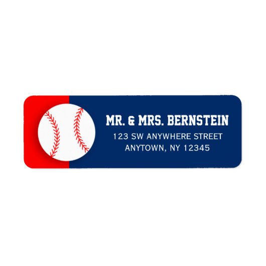 Red Blue Baseball-Rücksendeadresse (Vorne)