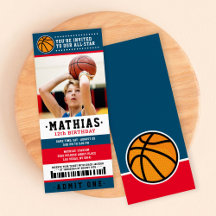 Red Blue Basketball Ticket Geburtstag Foto