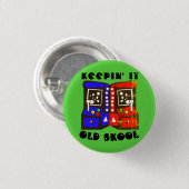 Red Blue Behielt es Old School Arcade Gamer Button (Vorne & Hinten)