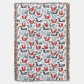 Red Blue Bird Folk Art Pattern Decke (Vorderseite Vertikal)